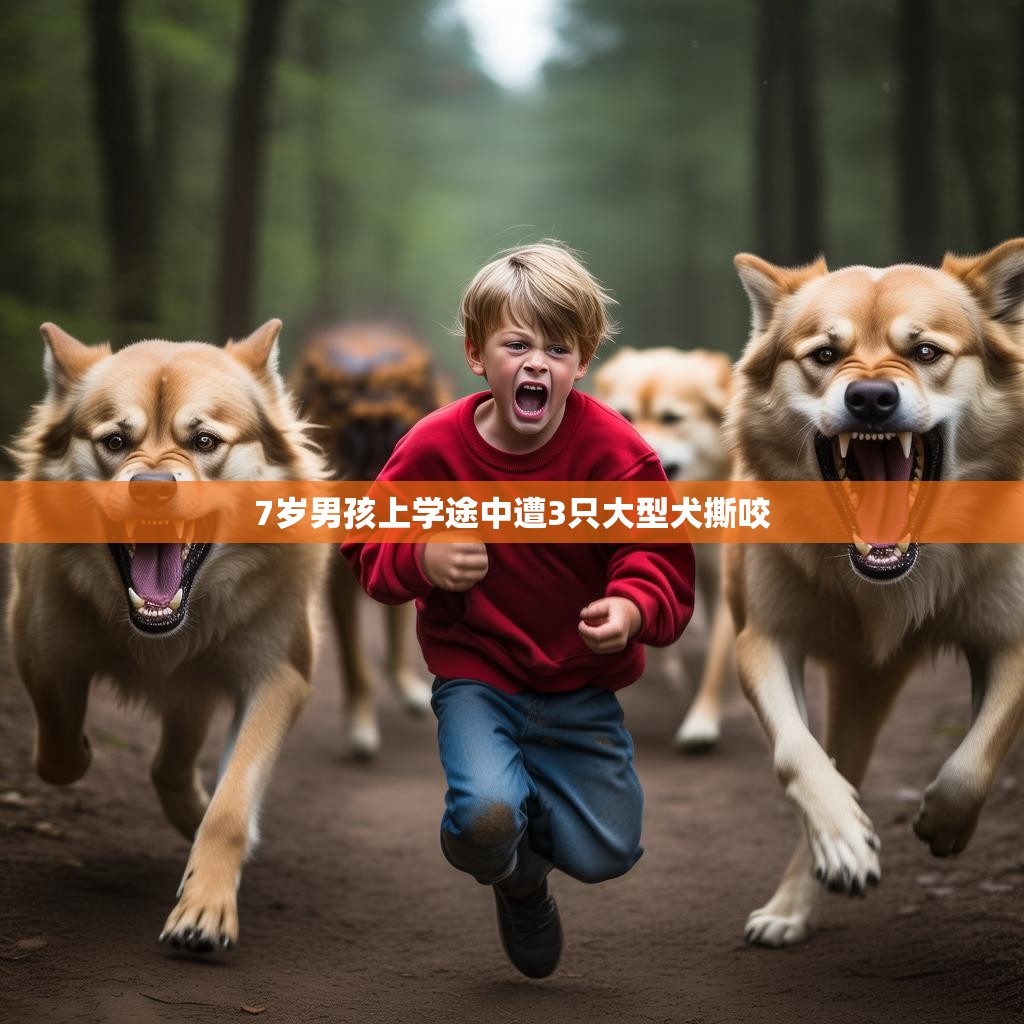 7岁男孩上学途中遭3只大型犬撕咬