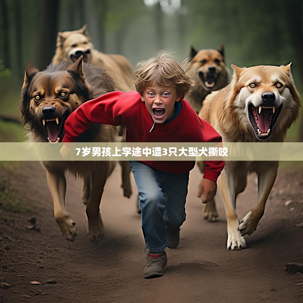 7岁男孩上学途中遭3只大型犬撕咬