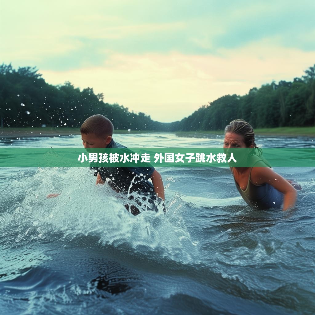 小男孩被水冲走 外国女子跳水救人 小男孩被水冲走 外国女子跳水救人