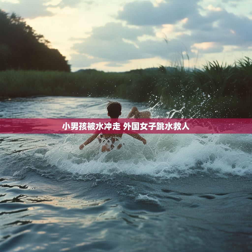 小男孩被水冲走 外国女子跳水救人 小男孩被水冲走 外国女子跳水救人