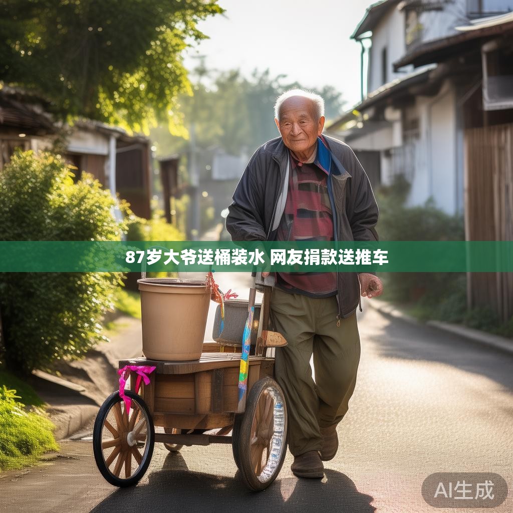 87岁大爷送桶装水 网友捐款送推车 87岁大爷送桶装水 网友捐款送推车